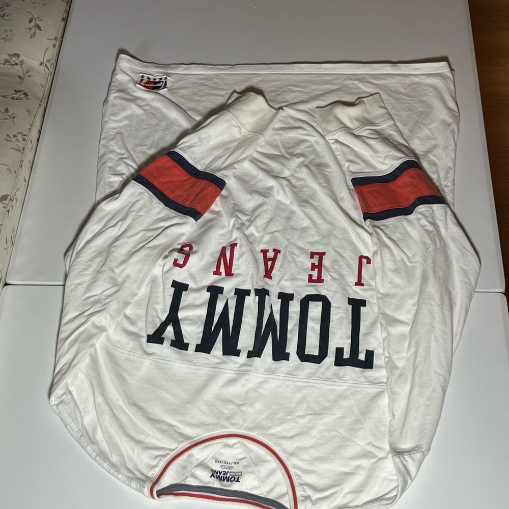Tommy Hilfiger Cream and Red Joggers with Color-Blocking Design